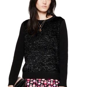 Kate Spade Wool Cashmere Blend "Do Wonders" Persian Lamb Front Sweater